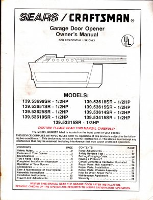 Sears garage door opener manual 53000